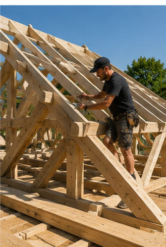 Travaux de charpente réalisés par un artisan